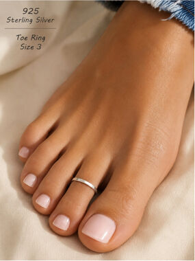 925 Sterling Silver Toe Ring Size 3 | Minimalist Polished Band | Stackable Ring